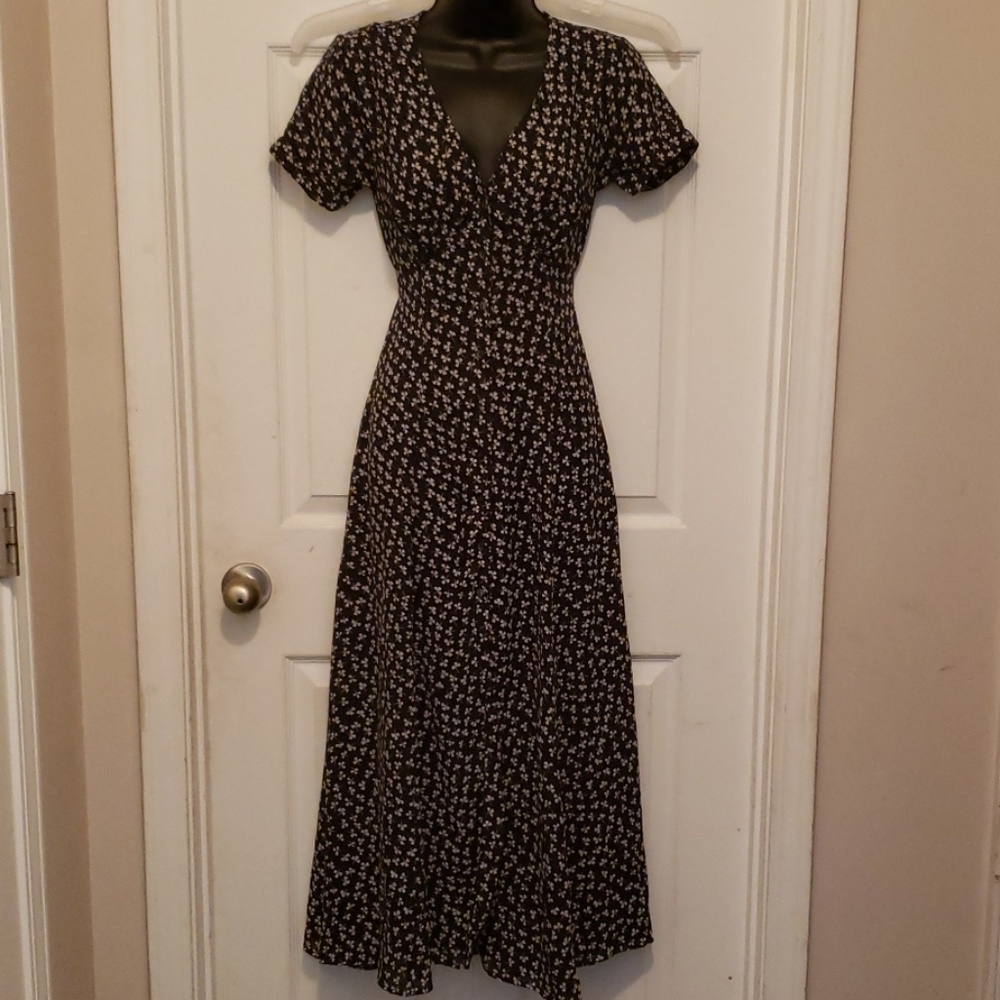 SMALL Black White Clover Print ESPIRIT Dress